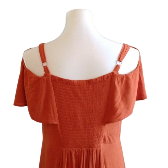 Torrid Orange Ruffle Tank Babydoll Dress Off The Shoulder Size 12 Large - Picture 5 of 9